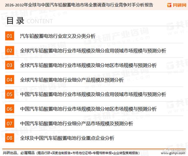 庞大的存量燃油车市场需求2026年全球汽车铅酸蓄电池销售额约258亿美